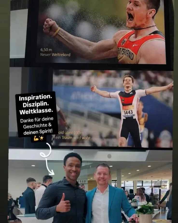Bildcollage mit Paralympics-Sieger Wojtek Czyz und Coach Arnold
